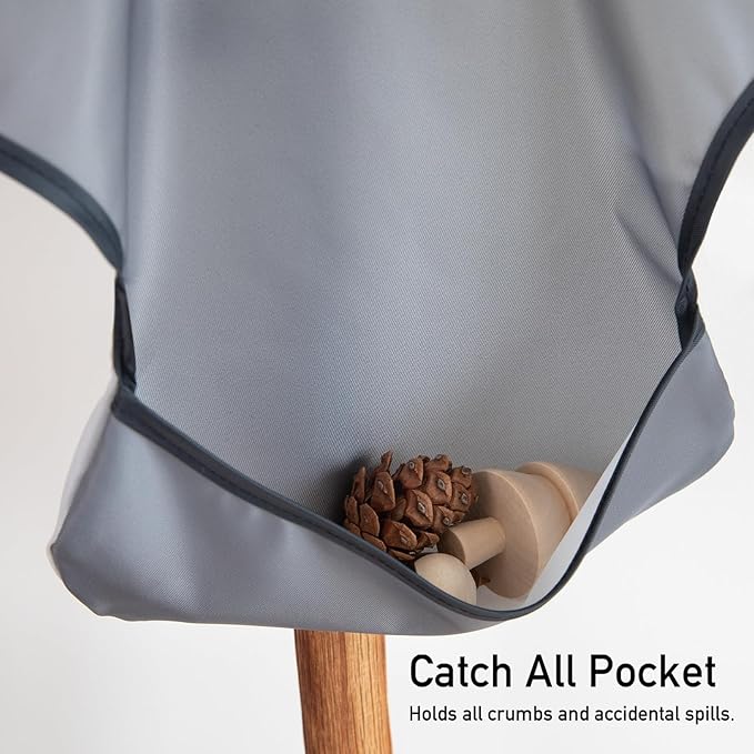 Mess Proof Baby Bib 3 Pack, Waterproof Led Weaning Baby Feeding Bibs with Food Catcher, Travel Feeding Bibs-BubblyBeeBaby