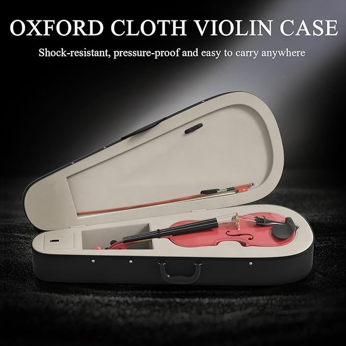 1/4 Beginner Violin Kit, Complete Violin Set with Case, Bow, Rosin,Pink-BubblyBeeBaby