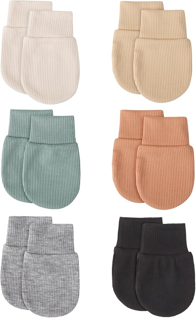 BQUBO 6 Pairs Newborn Baby Boys Girls Mittens 0-6 Months Unisex-Baby Infant Mittens Elastic No Scratch Wrist Gloves-BubblyBeeBaby