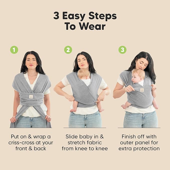 KeaBabies Baby Wrap Carrier - All in 1 Original Baby Carrier Newborn to Toddler Sling, Easy to Wear, Hands Free Bonding, Lightweight, Breathable Infant Wraps (Classic Gray)-BubblyBeeBaby