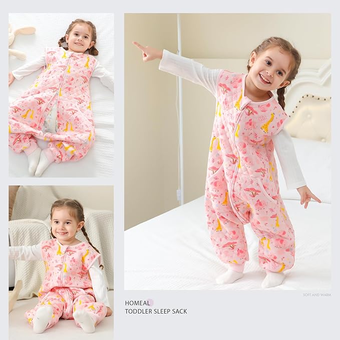 HOMEAL Toddler Sleep Sack with Legs, 1.0 TOG Sleeveless Sleep Sack-BubblyBeeBaby