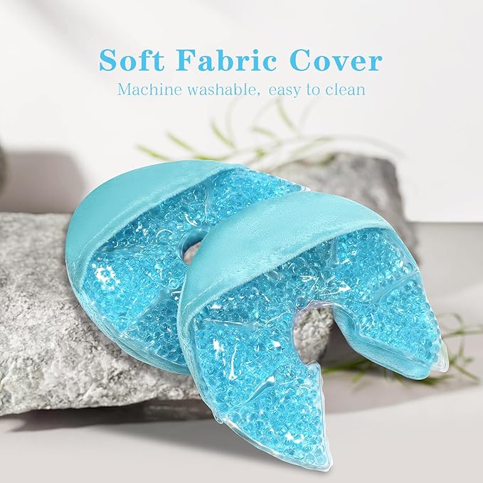 Hot/Cold Breast Gel Bead Ice Packs Breast Cooling/Heat Pads Relief for Breastfeeding, Nursing Pain, Mastitis, Engorgement, Swelling, Plugged Ducts | Boost Milk Let-Down & Production,2 Pack (Blue)-BubblyBeeBaby