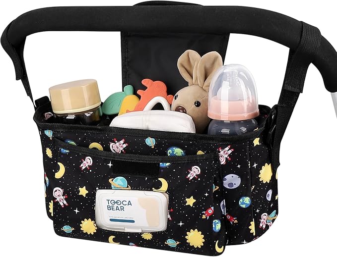 Accmor Universal Stroller Organizer with Insulated Cup Holder and Shoulder Strap, Stroller Bag Caddy Organizer Stroller Accessories for Uppababy, Baby Jogger, Nuna, Doona, Britax Strollers-BubblyBeeBaby