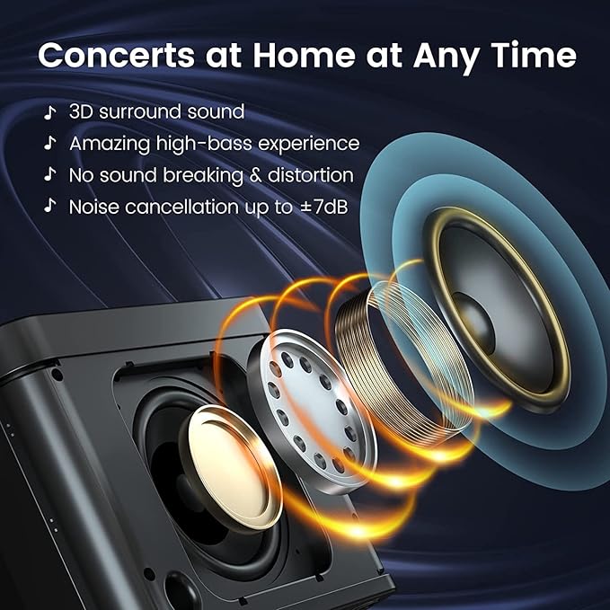 Karaoke Machine for Adults and Kids, Portable Bluetooth Karaoke Speaker with 2 Wireless Microphones for TV, Singing Karaoke for Home Party, Great Gifts for Boys and Girls-BubblyBeeBaby