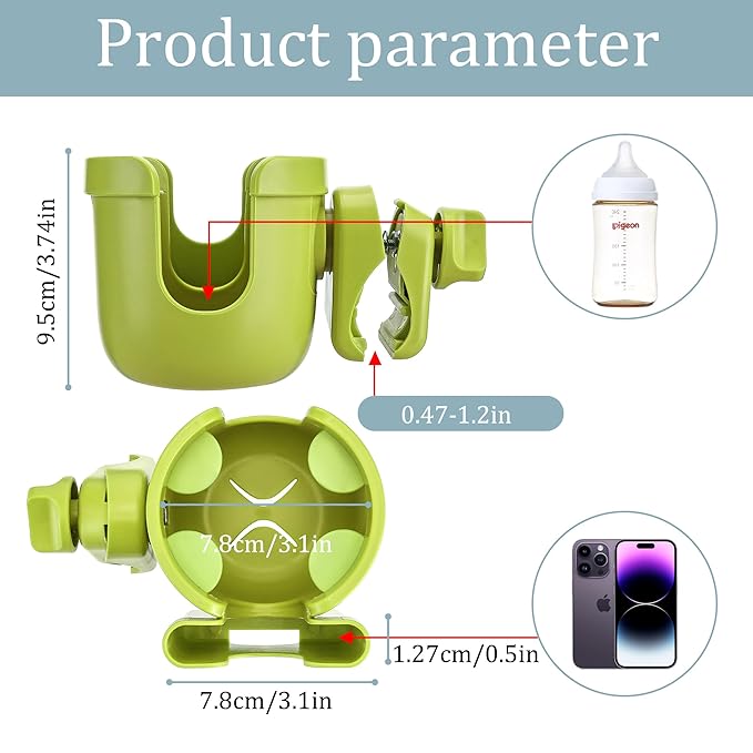 Suranew Adjustable Stroller Cup Holder with Phone Holder for Baby Stroller for Family Members-BubblyBeeBaby