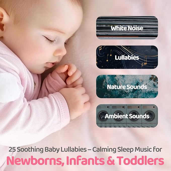 2025 Mom's Choice Awards | Portable White Noise Sound Machine Baby | 25 Soothing Sounds | Rechargeable Travel Sound Machine Baby with Night Light | Newborn Essentials | Nursery, Home, Sleep Aid-BubblyBeeBaby