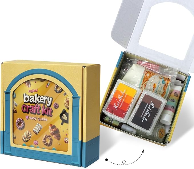 iLAND Cute Crafts for Teens Women Adults of DIY Air Dry Clay Art Mini Food, Modeling Clay Kit for Fun Date Night Craft Set Realistic 1/12 Scale Accessories for Dollhouse Kitchen Creative Crafting Gift-BubblyBeeBaby