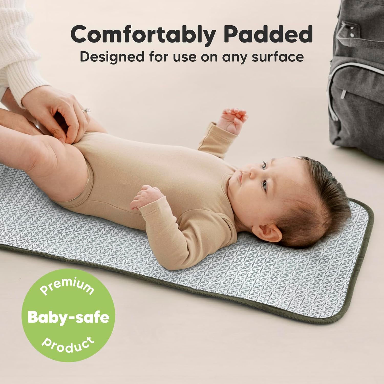 KeaBabies Portable Diaper Changing Pad, Easy Wipe Clean - Foldable Waterproof Baby Changing Mat for Diaper Bag, Compact, Lightweight, 25x13 Baby Changer Travel Essential, Machine Washable(Olive Green)
