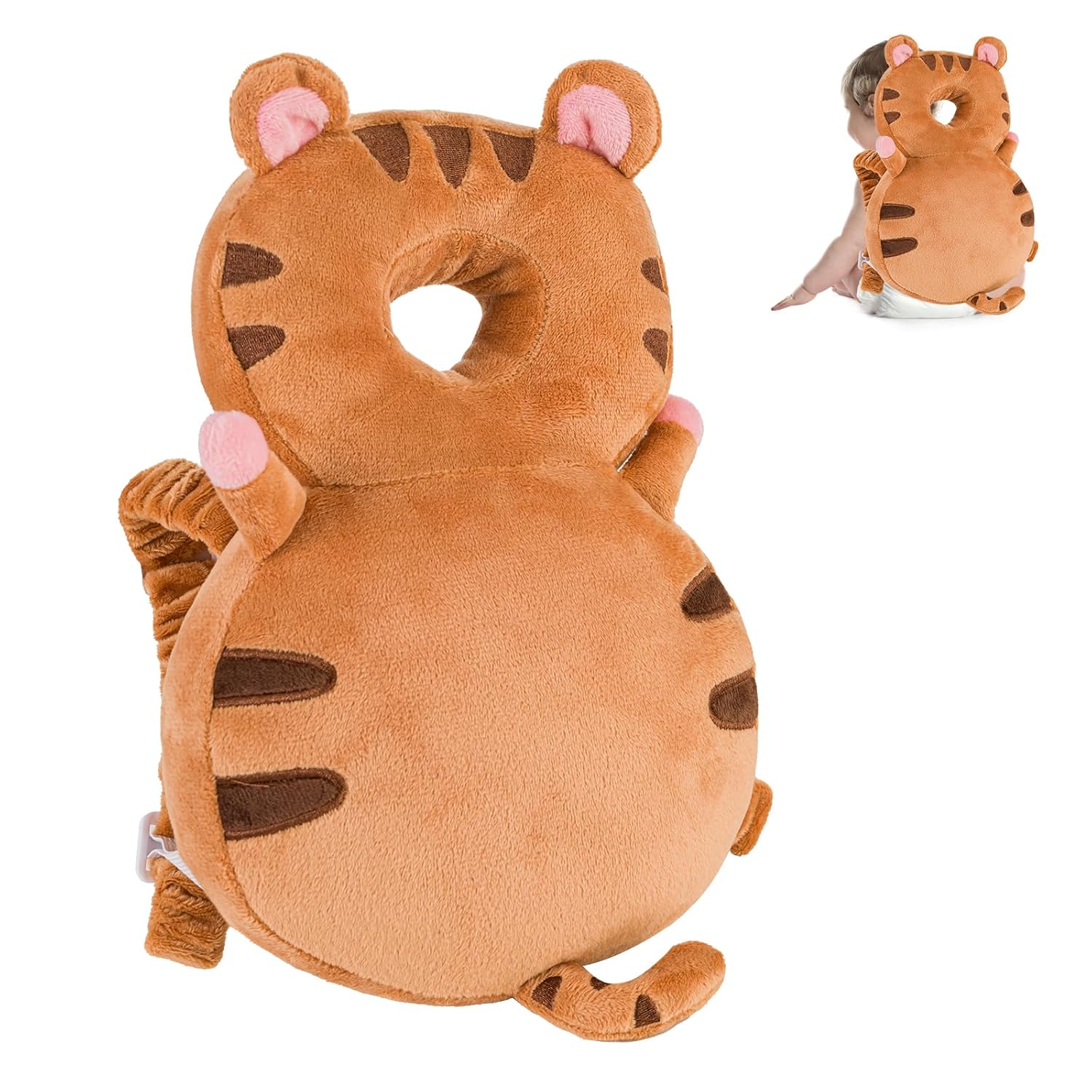 Baby Head Protector Backpack, Toddler Toddler Head Protector, Toddler Head Protector Padded Backpack Elasticated Carrier Wear (Tiger)