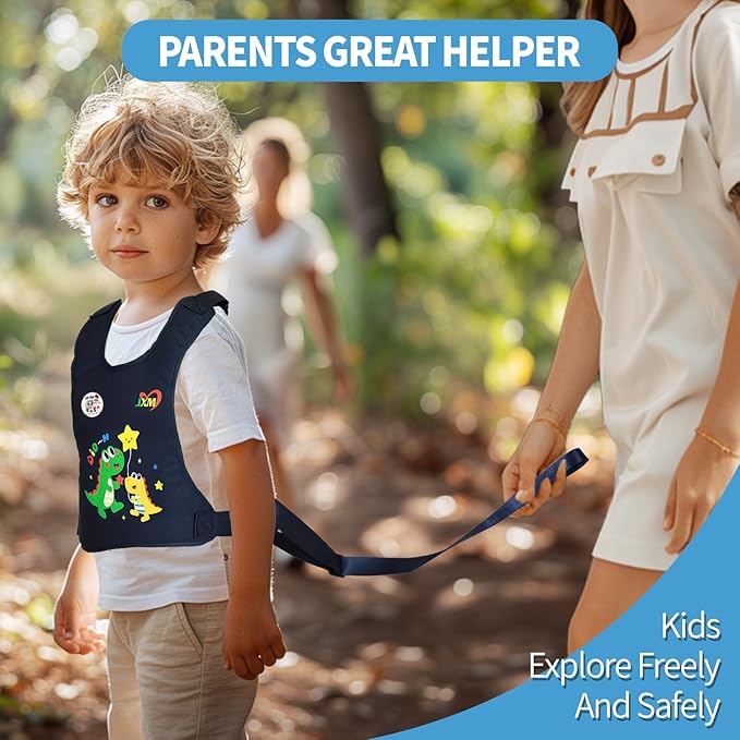JXM Safety Harness for Active Childs with Quick Grab Handle, Teens Youth Secure Walking Harness with Autism Awareness and Pouch, Adjustable Tether Leash for Autism ADHD Special Needs Child Kids-BubblyBeeBaby