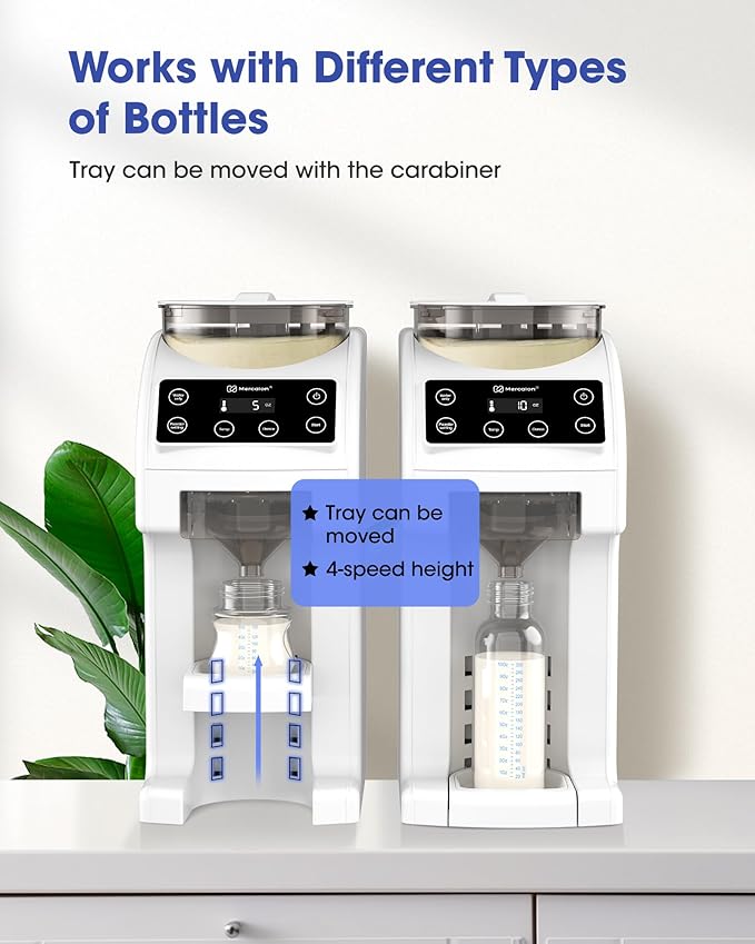 Instant Formula Maker, Fast and Customizable Formula Dispenser Machine with Accurate Temperature Control for Baby, Automatic Powder Blending for All Brands of Bottles and Formula, White-BubblyBeeBaby