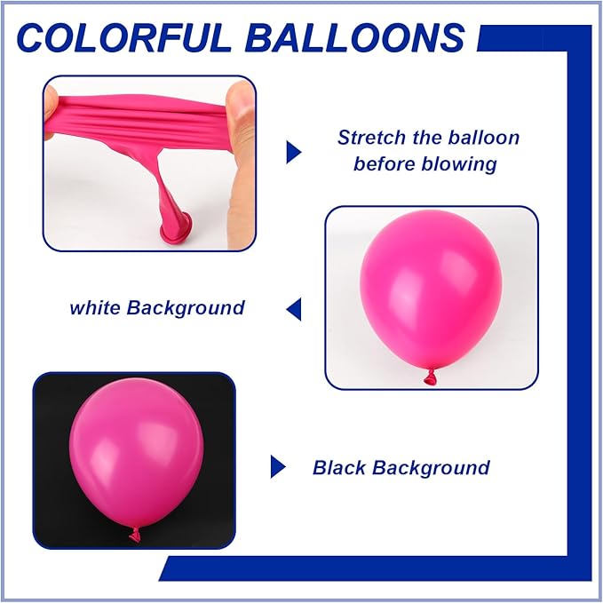 140pcs Hot Pink Round Balloons Different Sizes 18 12 10 5 Inch Latex Balloons for Arch Decoration Party Balloon Kit for Graduation Birthday Party Wedding Balloon Baby Shower Decoration-BubblyBeeBaby