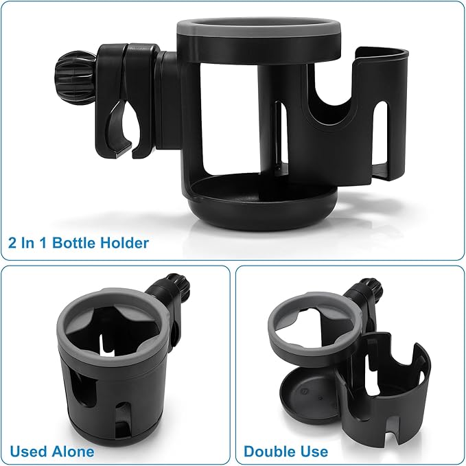 Accmor Universal Cup Holder, Stroller Cup Holder, 360° Rotatable Large Caliber Designed Bottle Holder for Stroller, Bike, Wheelchair, Walker, Scooter-BubblyBeeBaby