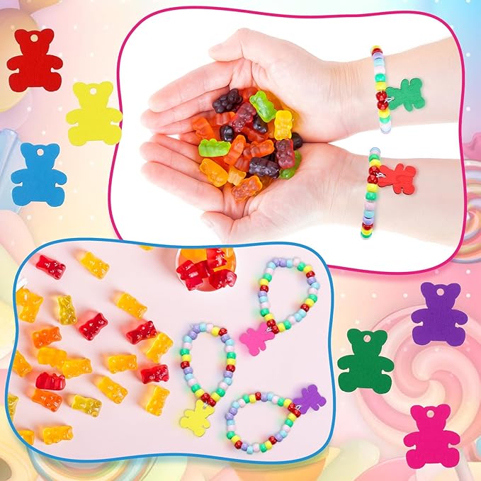 Huquary 24 Sets Bear Beaded Bracelet Crafts Kit DIY Bead Craft Gifts Making DIY Bracelet Supplies for Jewelry Making Wedding Birthday Party Favors-BubblyBeeBaby