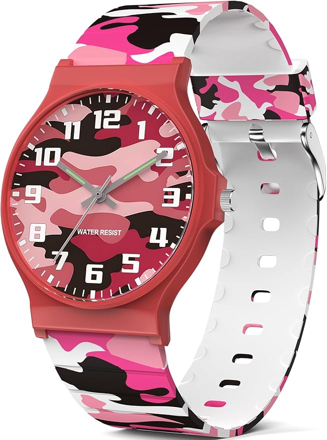 Kids Analog Watch Boys Girls, 30M Waterproof, Sports Watch for Boys, Easy to Read Children's Thin Dial Wrist Watches with Soft Band, for Ages 5-15 Kids Great Birthday Gifts Christmas Day-BubblyBeeBaby