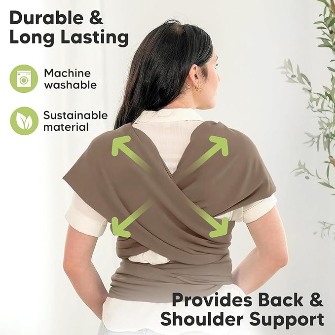 KeaBabies Baby Wrap Carrier - All in 1 Original Baby Carrier Newborn to Toddler Sling, Easy to Wear, Hands Free Bonding, Lightweight, Breathable Infant Wraps (Saddle Brown)-BubblyBeeBaby