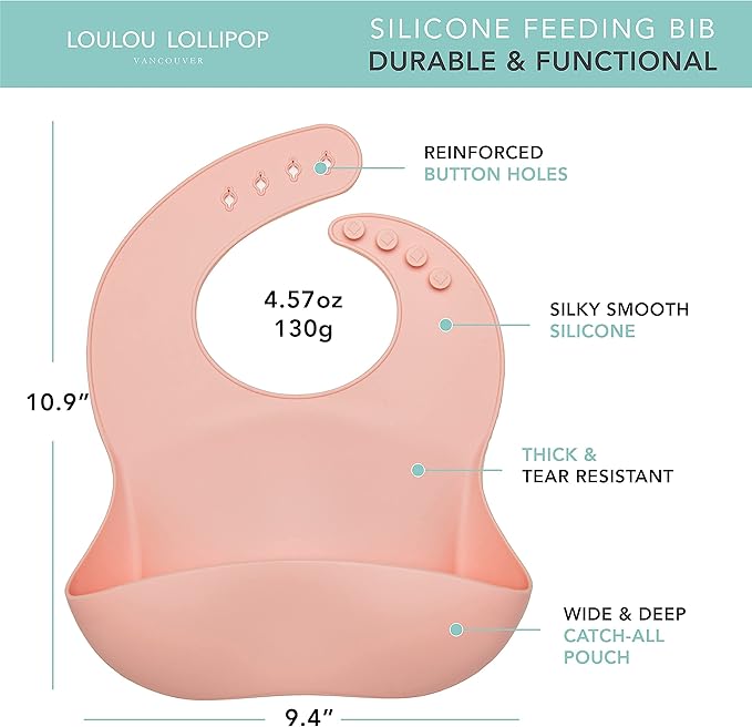 Loulou Lollipop Soft, Waterproof Silicone Feeding Bib-BubblyBeeBaby