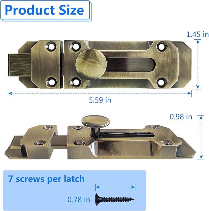 2 pcs Zinc Alloy Sliding Door Lock, Barrel Bolt Cabinet Lock Barrel Bolt Closure Cabinet Door Security Sliding Door Lock for Home Windows and Doors Cabinet Furniture-BubblyBeeBaby