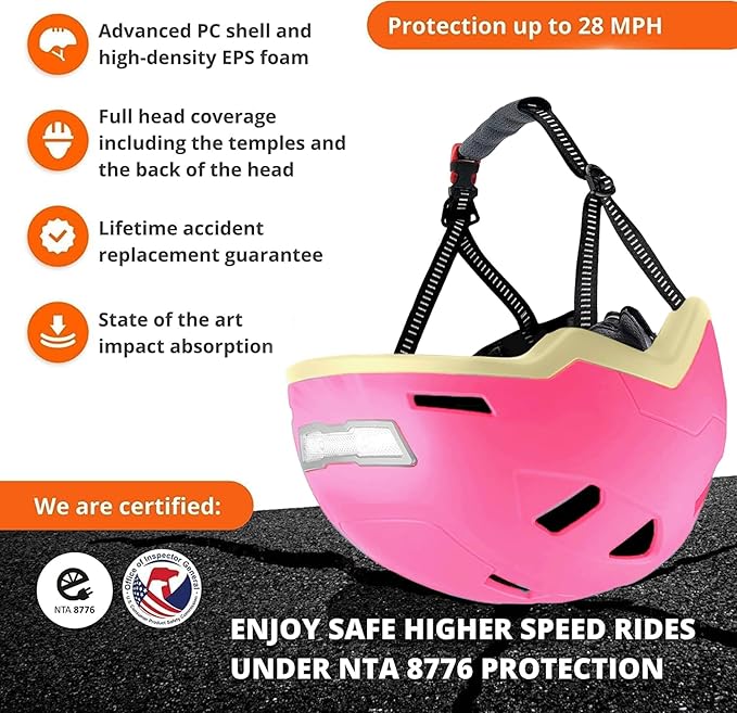 Kid Bike Helmets for Boys and Girls | Fit Head 51-54cm Circumference | CPSC & NTA-8776 Dual Certified | Multi-Sport Helmets with LED Lights, Magnetic Buckle, Detachable Visor-BubblyBeeBaby