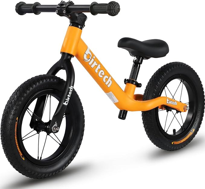 12" Balance Bike for 2, 3, 4, 5 Year Old Boys and Girls, Lightweight Nylon Frame Toddler Training Bike No Pedal Bikes for Kids with Adjustable Seat and Air Tires-BubblyBeeBaby