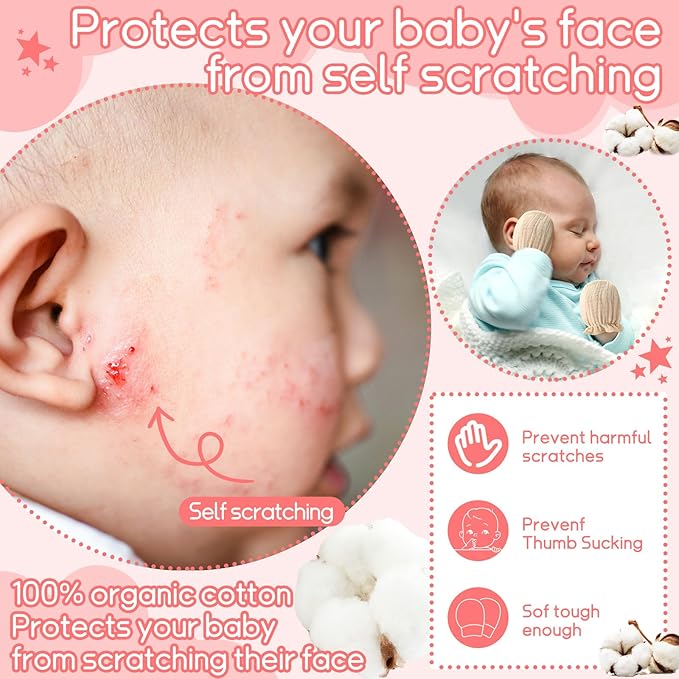 8 Pairs Newborn Baby Muslin Mittens 0-6 Months No Scratch Elastic Wrist Soft Breathable Gloves Bulk Cotton for Infant-BubblyBeeBaby