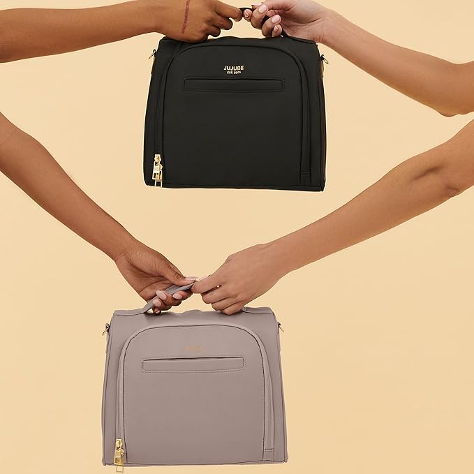 JuJuBe New Insulated Bottle Bag, Breastmilk Storage Bag for Baby Bottles, Travel Insulated Waterproof Lunch Bag or Cooler Bag for Nursing, Milk, Food, Baby Formula, Snacks, Black, Mothers Day Gift-BubblyBeeBaby