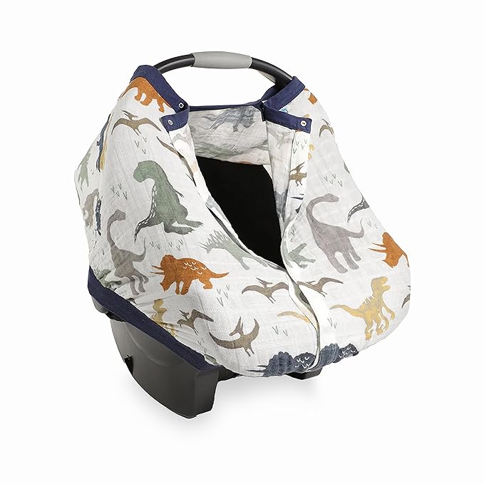 Little Unicorn Breathable Car Seat Canopy | Magnetic Closure Cover & Universal Fit | Protection & Privacy for Baby (Dino Friends)-BubblyBeeBaby