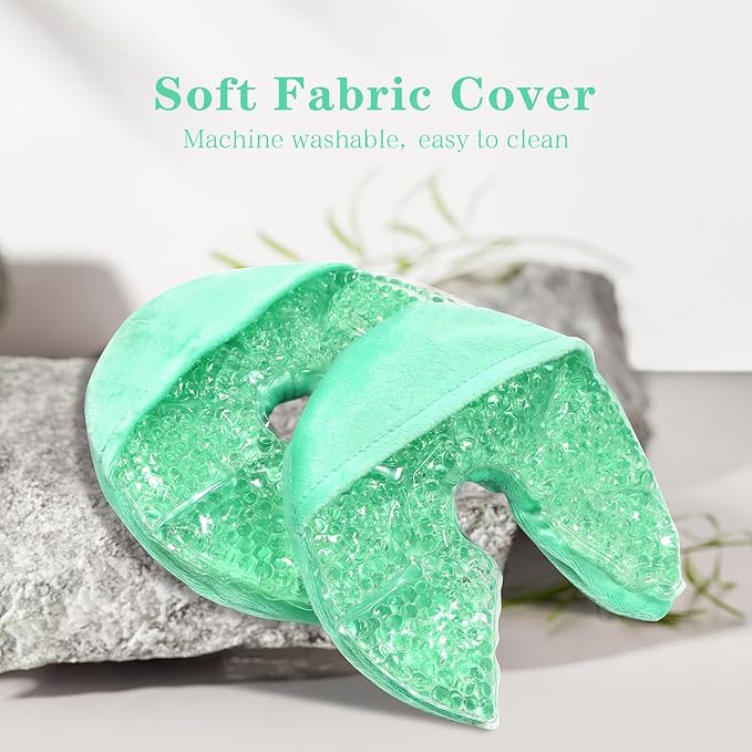 Hot/Cold Breast Gel Bead Ice Packs Breast Cooling/Heat Pads Relief for Breastfeeding, Nursing Pain, Mastitis, Engorgement, Swelling, Plugged Ducts | Boost Milk Let-Down & Production,2 Pack (Green)-BubblyBeeBaby