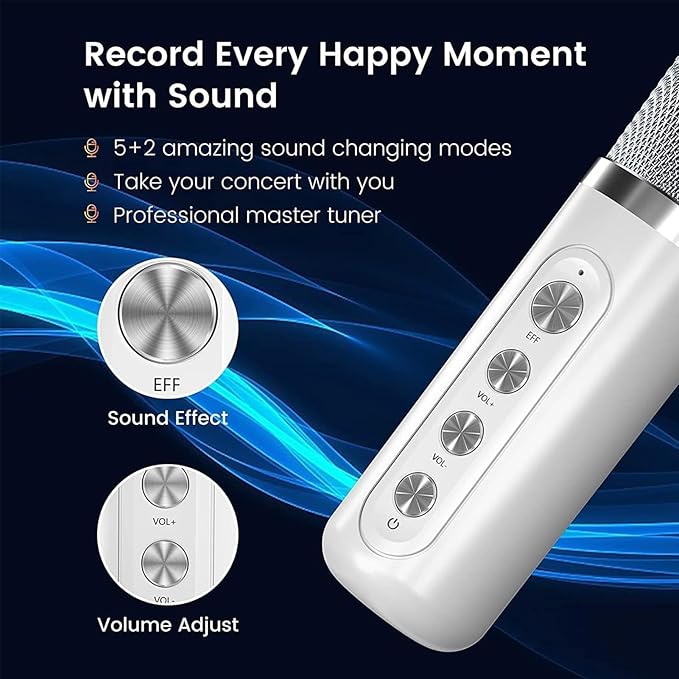 Karaoke Machine for Adults and Kids, Portable Bluetooth Karaoke Speaker with 2 Wireless Microphones for TV, Singing Karaoke for Home Party, Great Gifts for Boys and Girls-BubblyBeeBaby