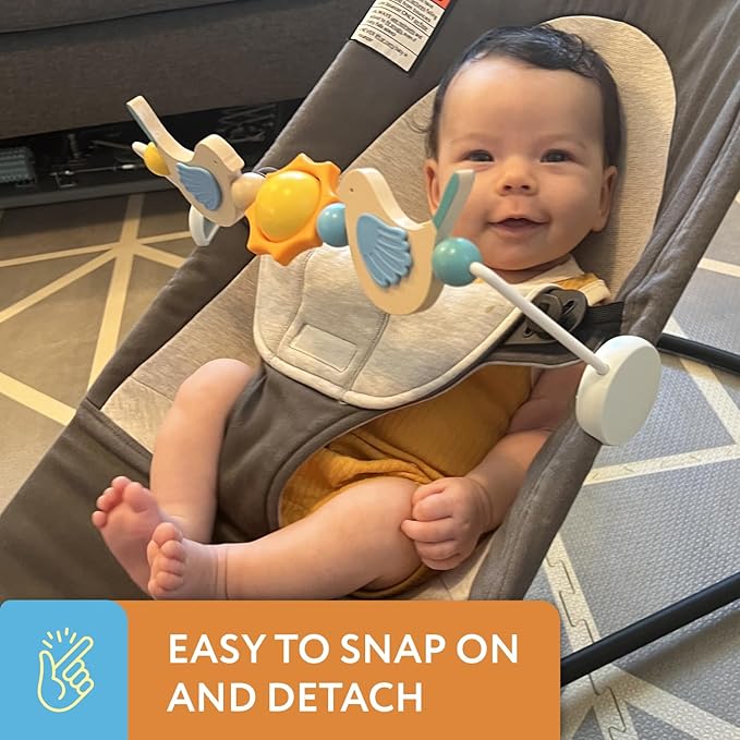 IMPRESA Wooden Baby Arch Toy Attachment Compatible with Baby Bjorn Bouncer, Bird Design to Stimulate Motor Skills, Durable Wooden Toy Bar, Easy to Use Bouncer Accessories-BubblyBeeBaby