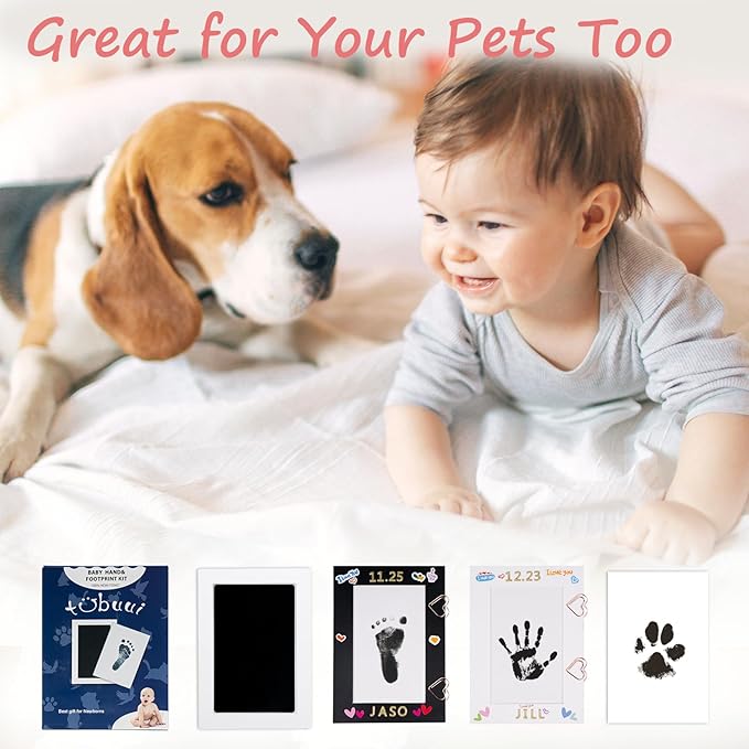 Inkless Baby Hand and Footprint Kit,Clean Touch Ink Pad for Baby Footprint Kit,No Mess Dog Paw Print Kit,DIY Footprint Ink for Baby Keepsake Gifts for Boys and Girls-BubblyBeeBaby