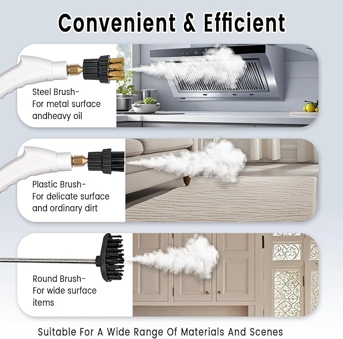 2500W Handheld Steam Cleaner,Portable Car Steamer For Auto Detailing,High-Temperature and Pressure Steam Cleaner For Home, Steam Cleaning Machine for Furniture,Kitchen,Grout,Floor,Tile (6-White)-BubblyBeeBaby