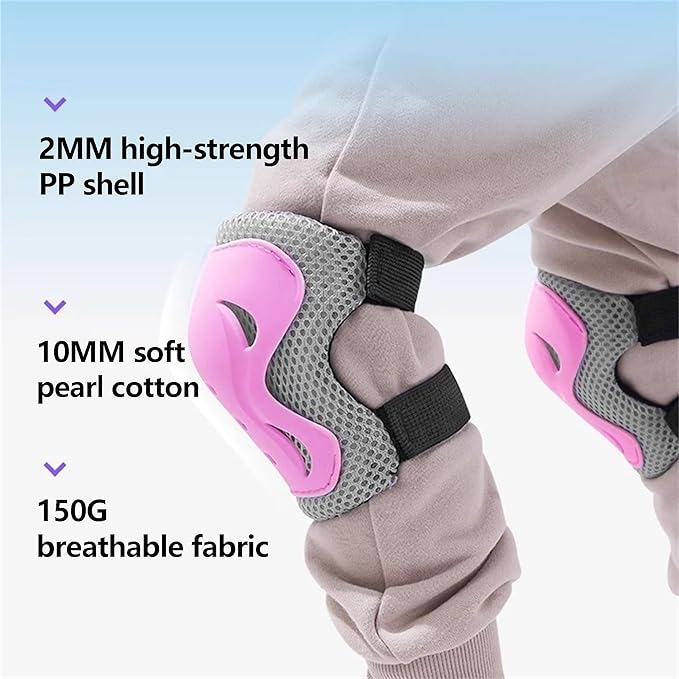 Kids Bike Helmet with Knee Elbow Wrist Pads Guards,Pink,for Ages 2-3-5-8-14,Sports Bicycle,Skate Scooter,Rollerblading with Unicorn Sticker-BubblyBeeBaby