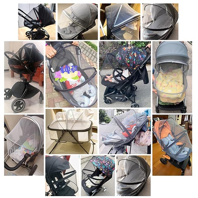 Orzbow Universal Mosquito Net for Stroller, Baby Bug Net with Two-Way Zippers & Storage Bag, Breathable & Foldable Mosquito Nets for Strollers, Car Seat, Bassinet, Cradle, Portable Mini Crib, Black-BubblyBeeBaby