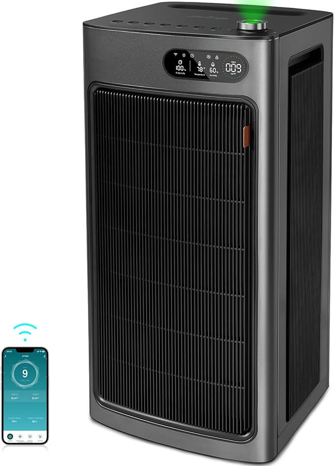 Jafända Air Purifier for Home Office Room Up to 6862 ft², Dual Carbon Air Filter Air Cleaner, Smart Whole House HEPA Air Purifiers Remove 99.97% Dust Pollen Smoke Pet Dander Allergies Mold Odors VOCs-BubblyBeeBaby