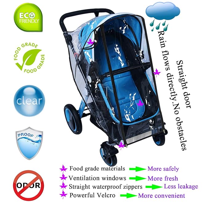 Stroller Rain Cover Baby Mosquito Net Universal Weather Shield Bug Net for Jogging Stroller Pushchair Buggy Pram Protect Baby from Rain Insect Wind Bug Snow Fly Shade Shield Netting Plastic-BubblyBeeBaby