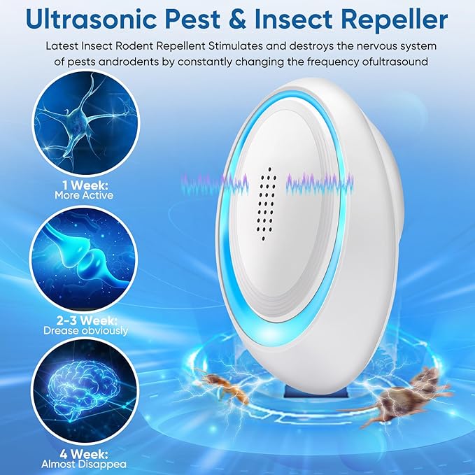 2025 Upgraded Spider Repellent Indoor, 6 Pack Ultrasonic Pest Repeller, Roach Repellent Plug, Roach Repellent Plug for Roach, Rodent, Mouse, Mosquito, Mice, Ant, Bugs Electronic Plug-in Pest Control-BubblyBeeBaby