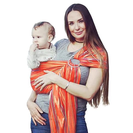 Hip Baby Wrap Ring Sling Baby Carrier for Infants and Toddlers - Beautiful, 100% Soft Cotton Baby Wraps Carrier for Babies 8-35 lbs - Perfect Baby Shower Gifts Moms and Dads - Nursing Cover (Sahara)-BubblyBeeBaby