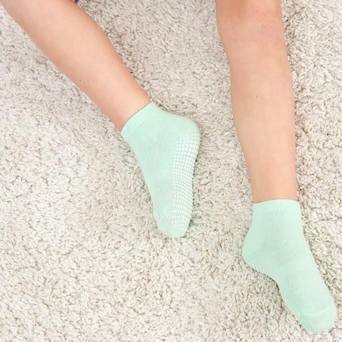 Zaples Baby Non Slip Grip Ankle Socks with Non Skid Soles for Infants Toddlers Kids Boys Girls-BubblyBeeBaby