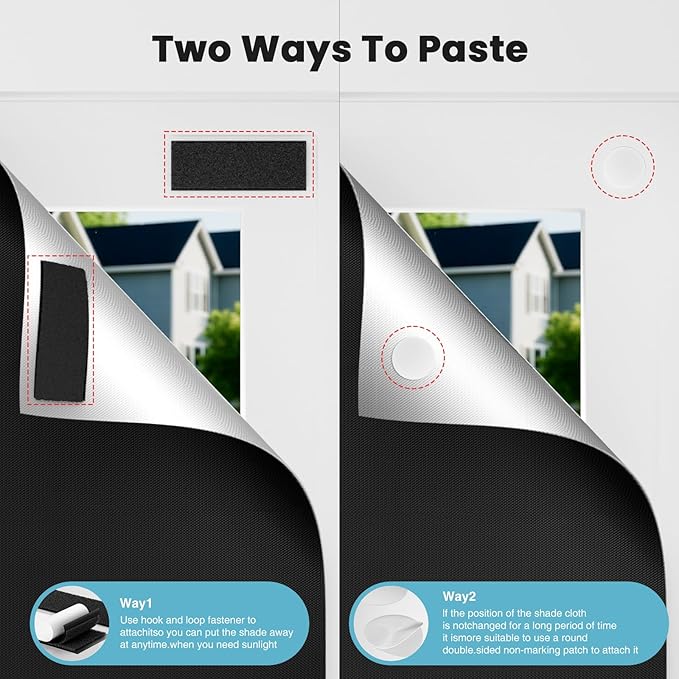 100% Blackout Curtains for Bedroom, 71" x 57" Portable DIY Blackout Blinds with Hook & Loop Tabs Stick-On, Temporary Blackout Shades No Drill, Privacy Pleated Window Shades for Baby Travelers Bedroom-BubblyBeeBaby