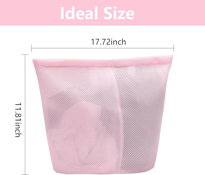 2 Pcs laundry bag with handles mesh laundry bags washing machine laundry totes travel storage and sorting bag for Clothes laundry bag for delicates(Pink2N)-BubblyBeeBaby