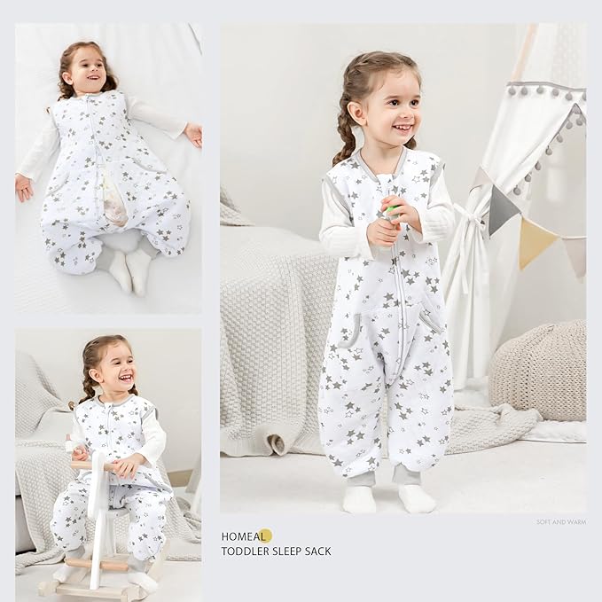 HOMEAL Baby Sleep Sack, 1.0 TOG With Legs for Toddlers 5t-7t, Sleeveless-BubblyBeeBaby