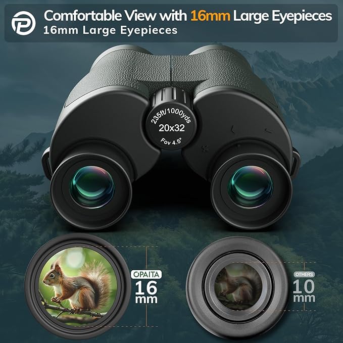 20x32 Compact Binoculars for Bird Watching - OPAITA High Powered Small Binoculars for Adults Kids with Low Light Vision for Hunting Cruise Trip Travel Concert Hiking Green-BubblyBeeBaby