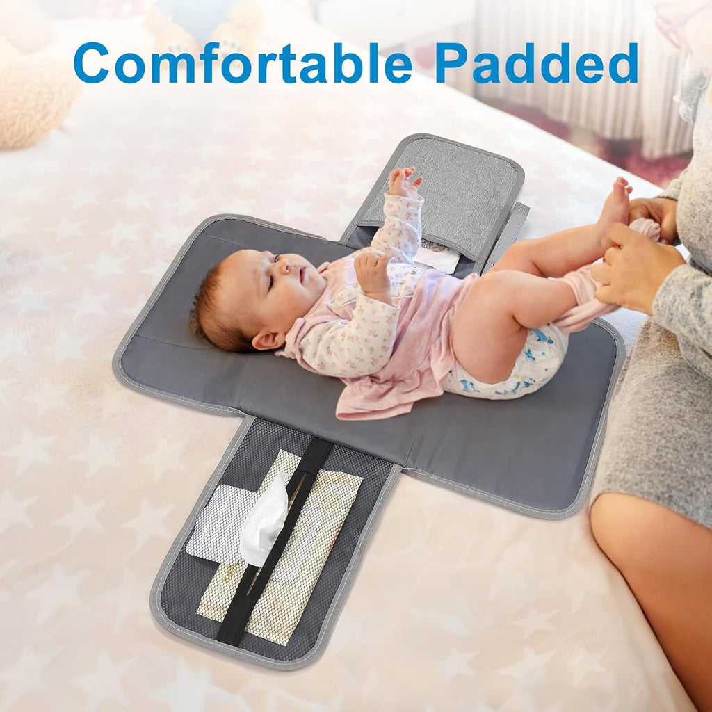 Accmor Portable Diaper Changing Pad, Waterproof Baby Changing Mat, Baby Diaper Changing Pad for Travel, Grey