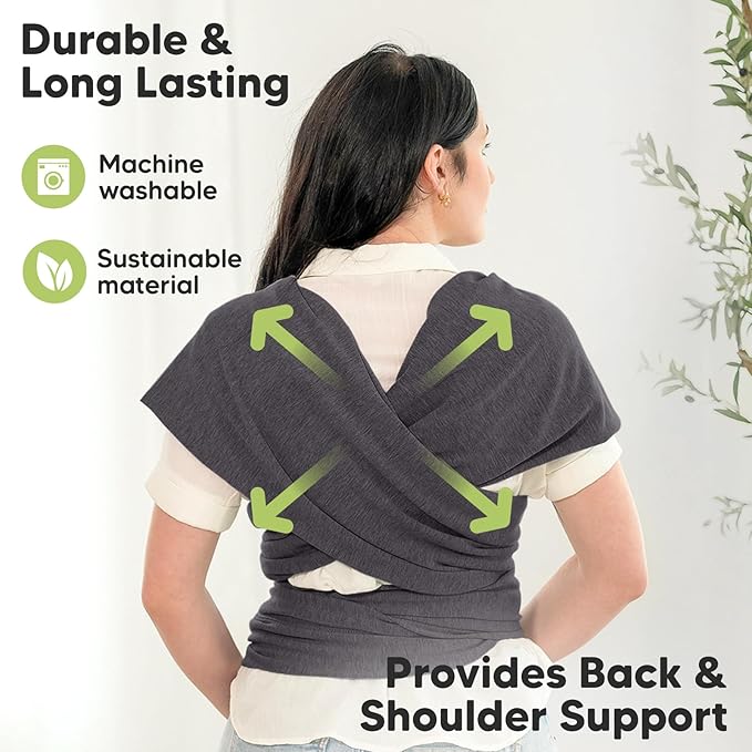 KeaBabies Baby Wrap Carrier - All in 1 Original Baby Carrier Newborn to Toddler Sling, Easy to Wear, Hands Free Bonding, Lightweight, Breathable Infant Wraps (Mystic Gray)-BubblyBeeBaby