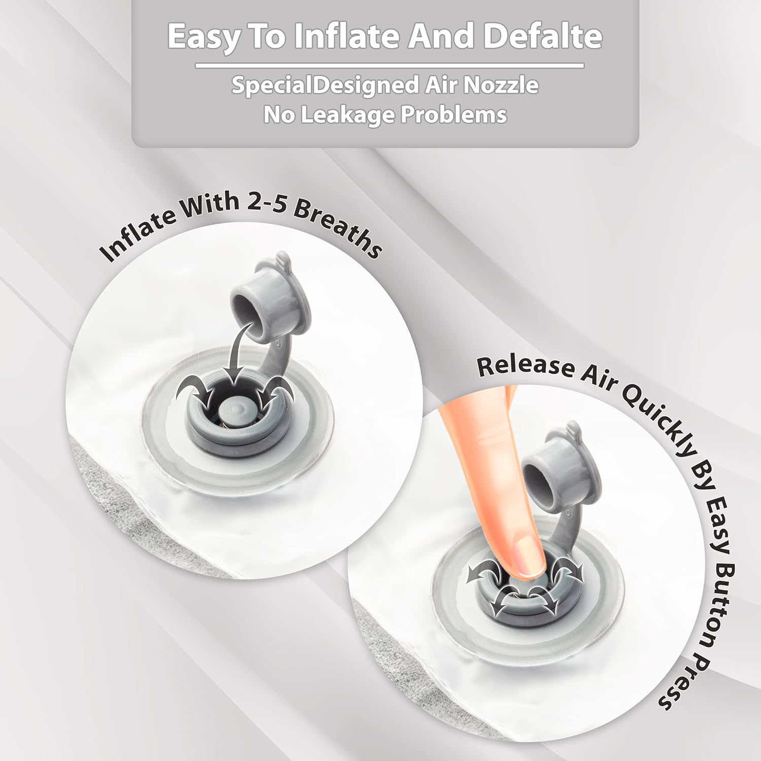 Inflatable Travel Neck Pillow: Extra-Soft, Cushion. For Airplanes, Trains, Cars, Portable Travel Accessory-With Carrying Pouch For cell phone and Passport Etc. (Grey)