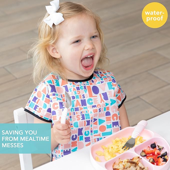 Bumkins Bibs - Toddler Bibs, Waterproof, Large for 1-3 Years, Short Sleeve-BubblyBeeBaby