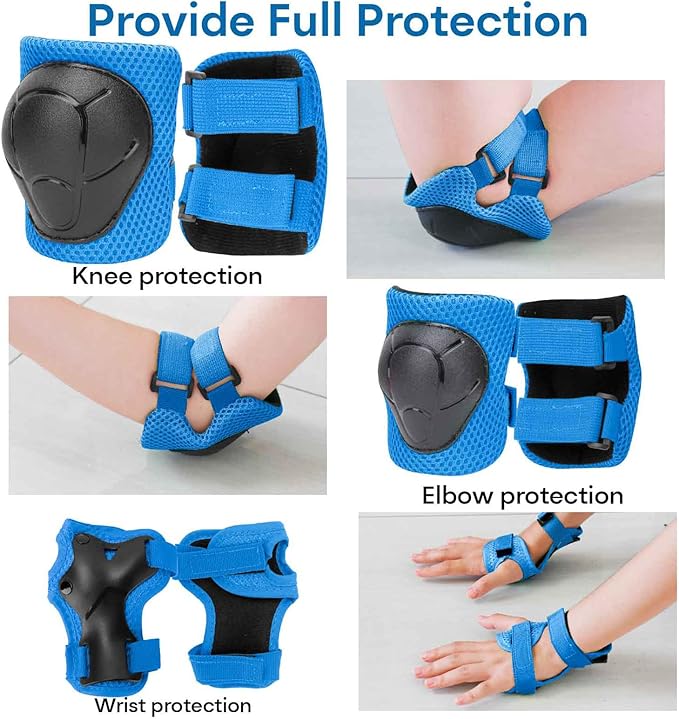 KAMUGO Kids Bike Helmet, Toddler Helmet for Ages 2-8 Boys Girls with Sports Protective Gear Set Knee Elbow Wrist Pads for Skateboard Cycling Scooter Rollerblading-BubblyBeeBaby