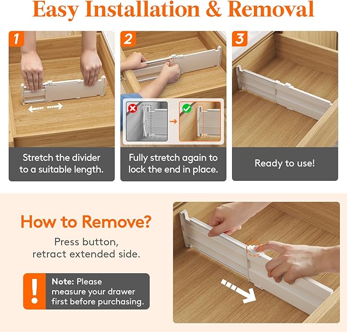 Lifewit 12 Pack Drawer Dividers 4" High, 10.5-16.5" Dresser Drawer Divider, Adjustable Drawer Organizers for Clothes, Plastic Drawers Separators for Dresser, Bedroom, Bathroom, Kitchen, Office-BubblyBeeBaby