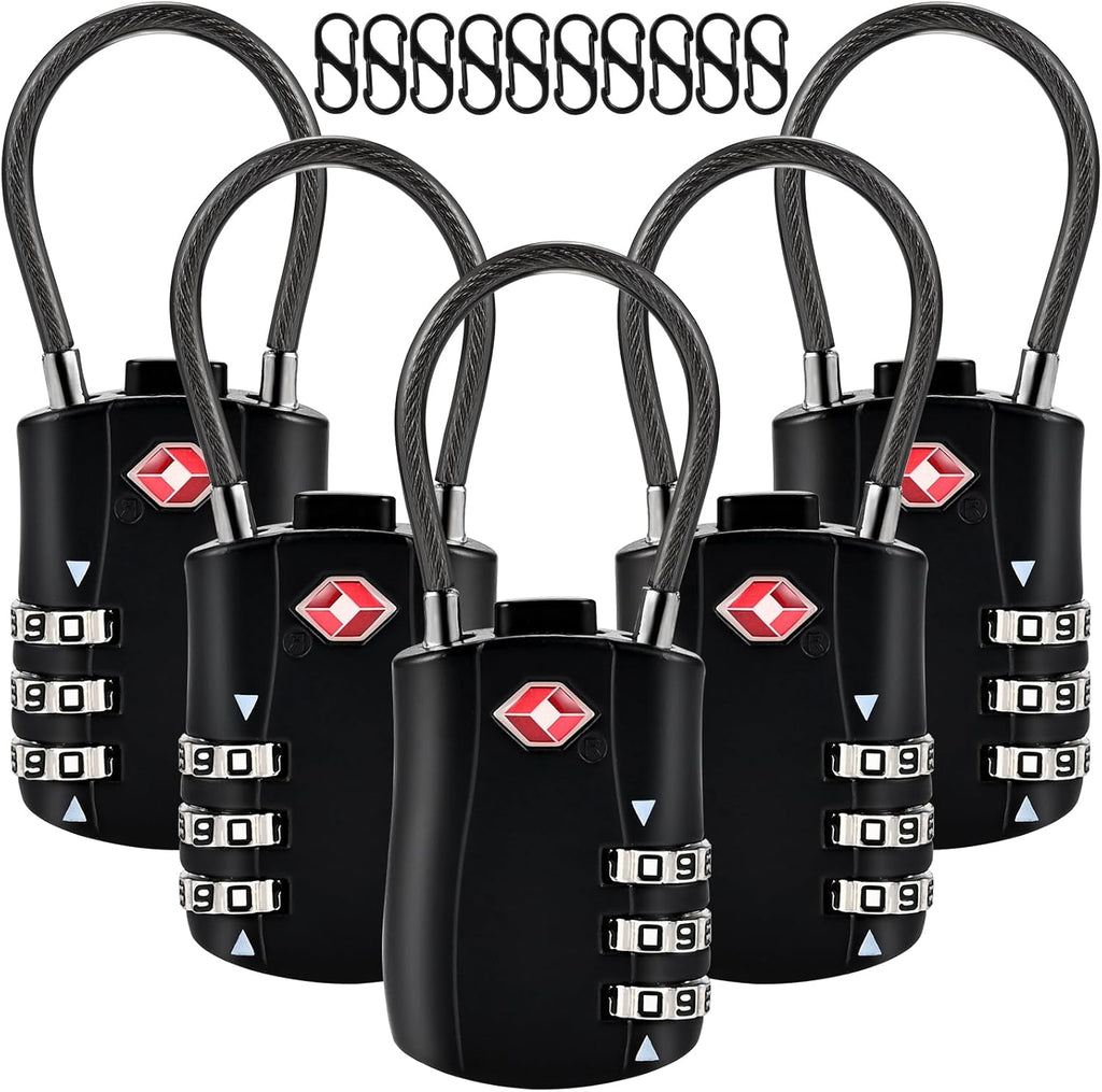 5pcs TSA Approved Luggage Locks with 10pcs Zipper Locks, Zinc Alloy Combination Locker Suitcase Lock, TSA Locks for Luggage, Combination Lock for Locker Backpack (TSA007)